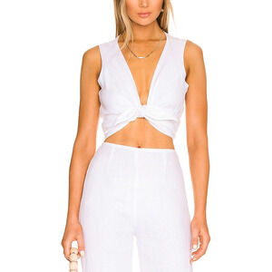 Faithfull The Brand 'Desitha' White Linen Top Size S